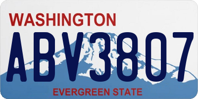 WA license plate ABV3807