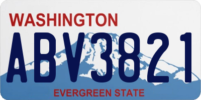 WA license plate ABV3821