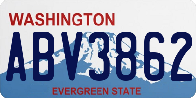 WA license plate ABV3862
