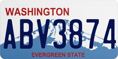 WA license plate ABV3874