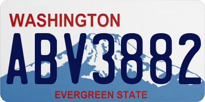 WA license plate ABV3882