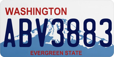 WA license plate ABV3883