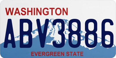WA license plate ABV3886