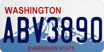 WA license plate ABV3890