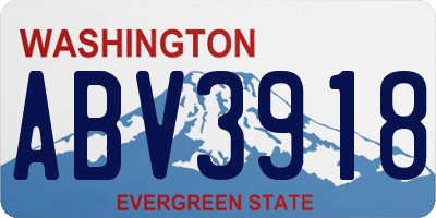 WA license plate ABV3918
