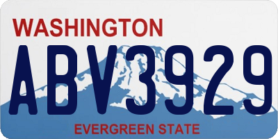 WA license plate ABV3929