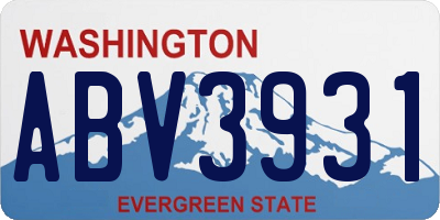 WA license plate ABV3931