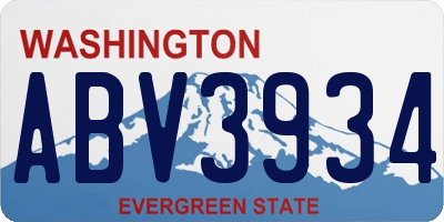 WA license plate ABV3934