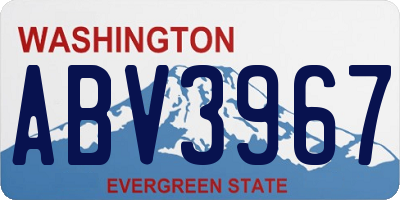 WA license plate ABV3967