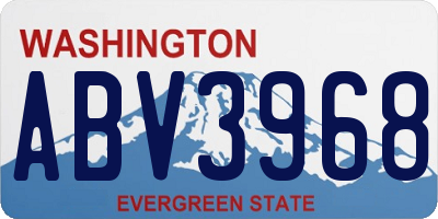 WA license plate ABV3968