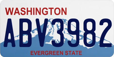 WA license plate ABV3982