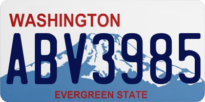 WA license plate ABV3985