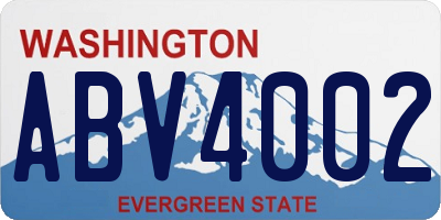 WA license plate ABV4002