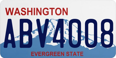WA license plate ABV4008