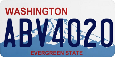 WA license plate ABV4020