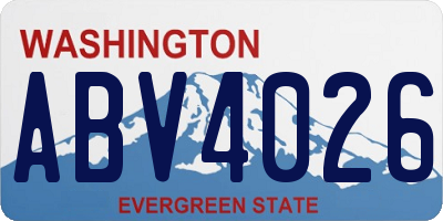 WA license plate ABV4026