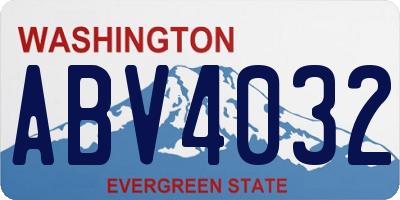 WA license plate ABV4032