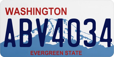 WA license plate ABV4034