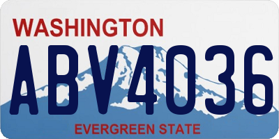 WA license plate ABV4036