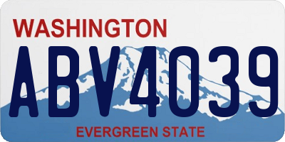 WA license plate ABV4039