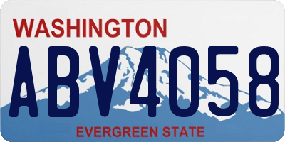 WA license plate ABV4058
