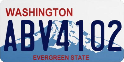 WA license plate ABV4102