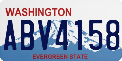 WA license plate ABV4158