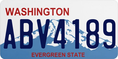 WA license plate ABV4189