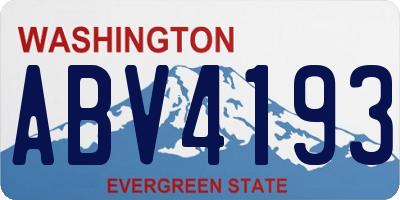 WA license plate ABV4193