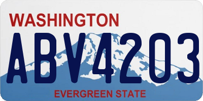 WA license plate ABV4203