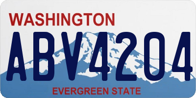 WA license plate ABV4204