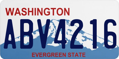 WA license plate ABV4216