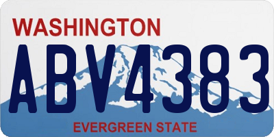 WA license plate ABV4383