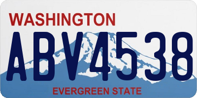 WA license plate ABV4538