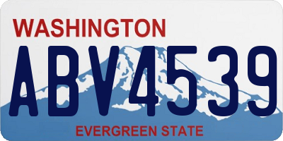 WA license plate ABV4539