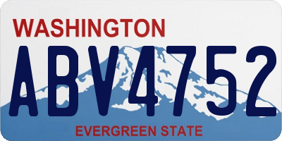 WA license plate ABV4752
