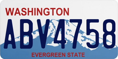 WA license plate ABV4758