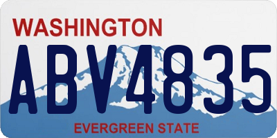 WA license plate ABV4835