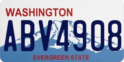 WA license plate ABV4908
