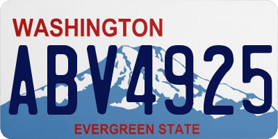 WA license plate ABV4925