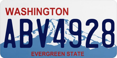 WA license plate ABV4928