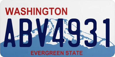 WA license plate ABV4931