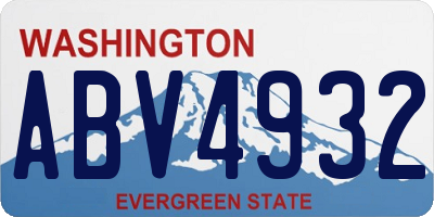 WA license plate ABV4932