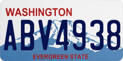WA license plate ABV4938