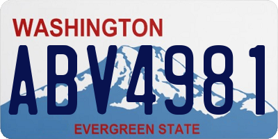WA license plate ABV4981