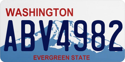 WA license plate ABV4982