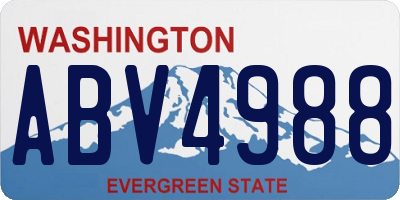 WA license plate ABV4988