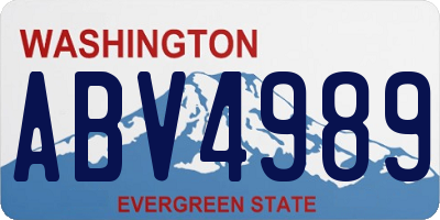 WA license plate ABV4989
