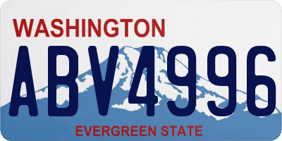 WA license plate ABV4996