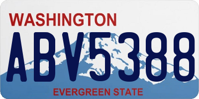 WA license plate ABV5388